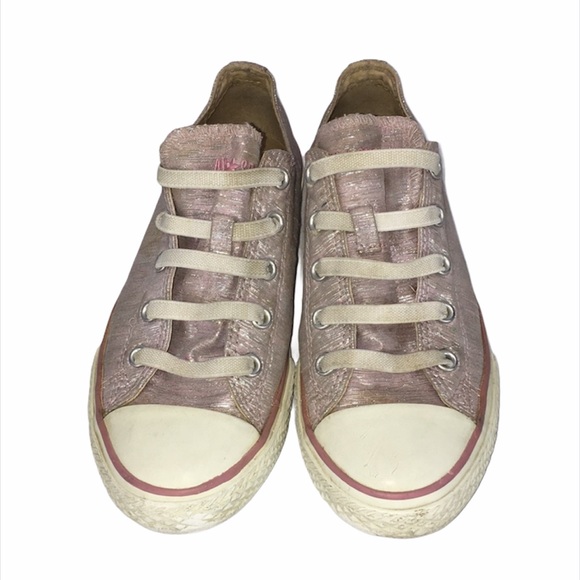 Converse Low Tops, Pink, Silver, Size 2 - Picture 2 of 8